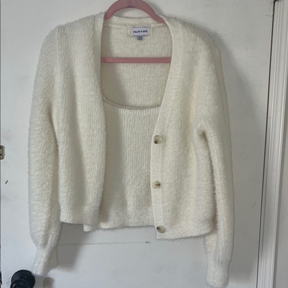 Fuzzy Cream Sweater Set